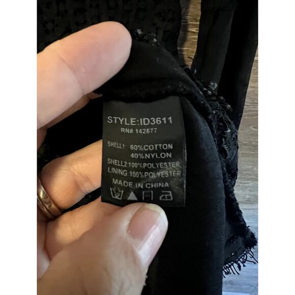 IRIS Black Dress size Small Cocktail Long bell Sleeves Short Lace Elegant Party - Picture 5 of 10